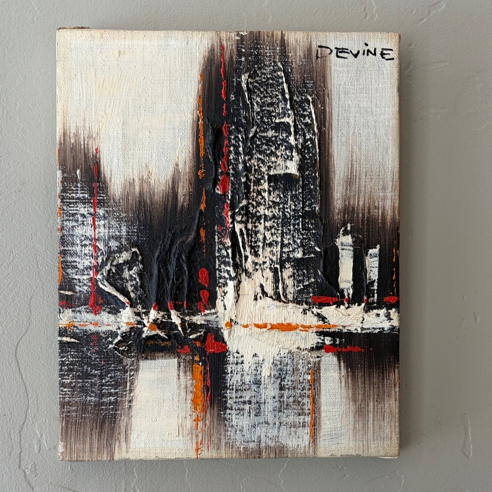 40 % off - ENDS SOON!! Abstract Art Canvas with Black, White, and Red Signed